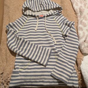 Striped Blue and White Women's Hoodie Sweater